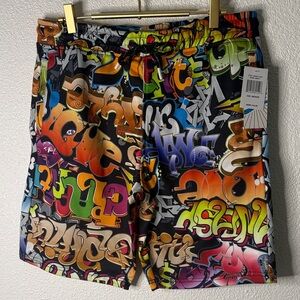 Fresh Multi-Color Graffiti sweat Shorts- medium